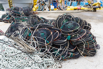 Image showing Empty seafood net traps