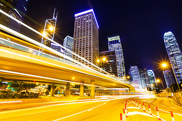 Image showing Traffic car lights in Hong Kong night