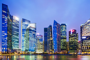 Image showing Urban cityscape in Singapore at night