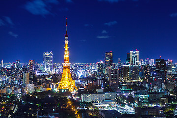 Image showing Tokyo city skyline at night