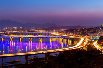 Image showing Han Gang in Seoul city at night