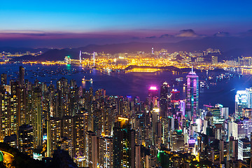 Image showing Hong Kong city skyline at night