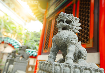 Image showing Chinese lion statue