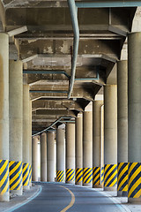 Image showing View under the viaduct of a major highway 