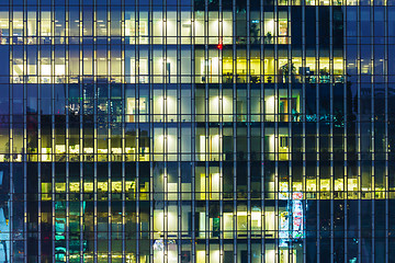 Image showing Modern office building at night