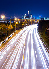 Image showing Busy traffic in Seoul city at night