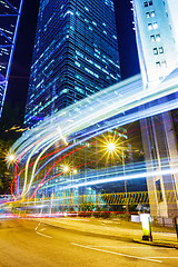 Image showing Traffic trail in Hong Kong at night