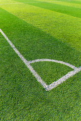 Image showing Soccer field grass with white line