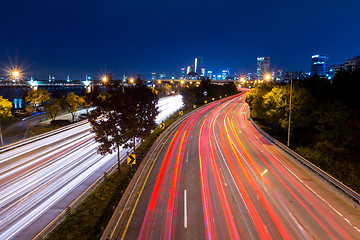 Image showing Busy traffic in Seoul city at night