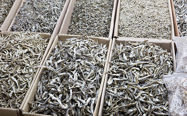 Image showing Dried assorted anchovy fish