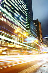 Image showing Traffic trail in Hong Kong at night