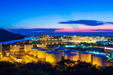 Image showing Oil tanks at night