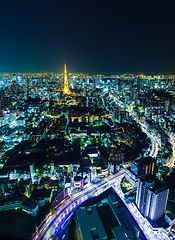 Image showing Tokyo skyline at night