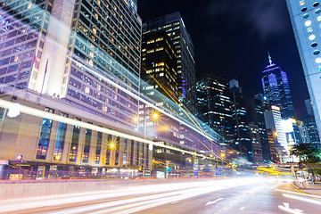 Image showing Traffic car lights in Hong Kong night