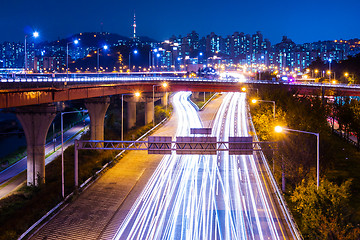 Image showing Highway with traffic light in Seoul