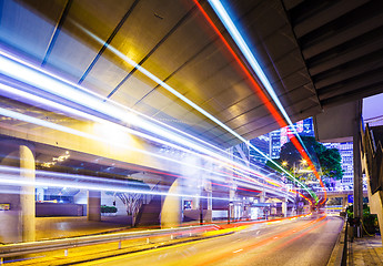 Image showing Busy traffic in tunnel