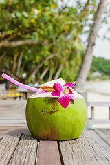 Image showing Coconut drink in the resort