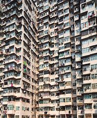 Image showing Overcrowded residential building in Hong Kong