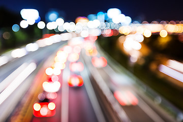 Image showing Blurred unfocused highway view at night