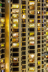 Image showing Exterior of apartment building at night