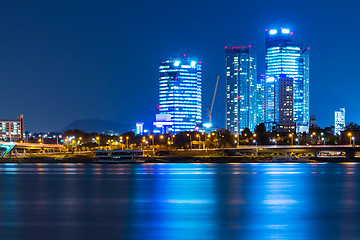 Image showing Urban cityscape in Seoul at night