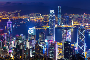 Image showing Urban Cityscape in Hong Kong at night