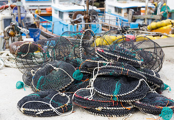 Image showing Empty traps for capture fisheries and seafood