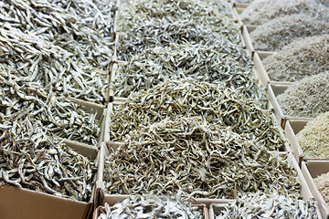 Image showing Dried assorted small white fish