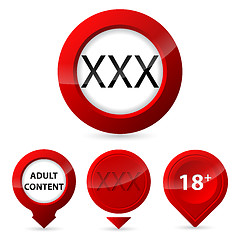 Image showing Red XXX glow button set