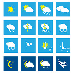 Image showing Flat weather icon set of 16