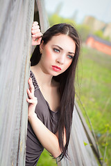 Image showing Pretty thoughtful brunette