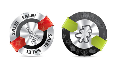 Image showing Christmas sale badges with color ribbons