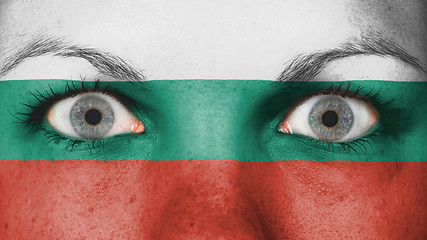 Image showing Close up of eyes with flag