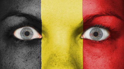 Image showing Close up of eyes with flag