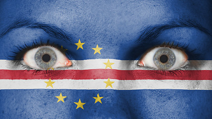 Image showing Close up of eyes with flag