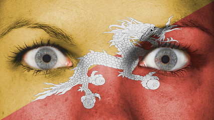 Image showing Close up of eyes with flag