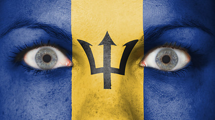 Image showing Close up of eyes with flag