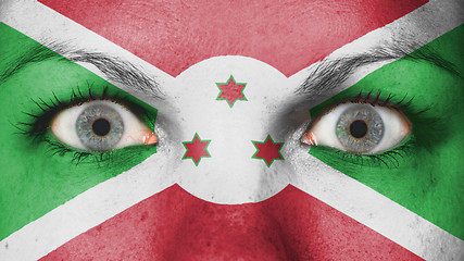 Image showing Close up of eyes with flag