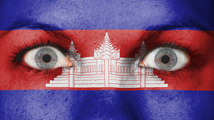 Image showing Close up of eyes with flag