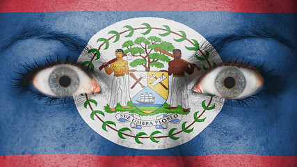 Image showing Close up of eyes with flag