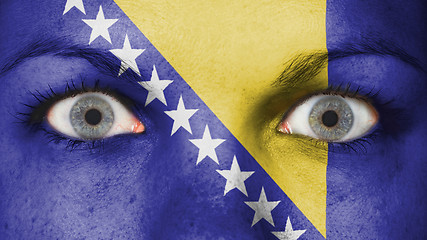 Image showing Close up of eyes with flag