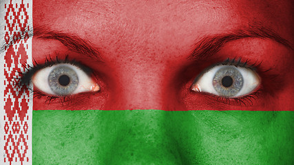 Image showing Close up of eyes with flag