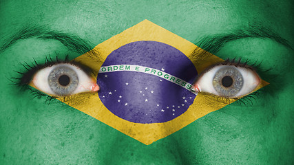 Image showing Close up of eyes with flag