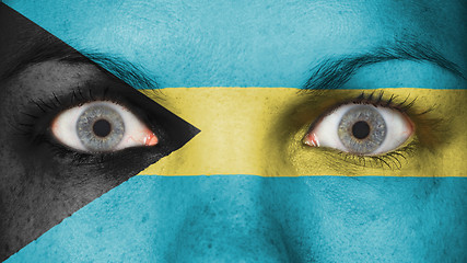 Image showing Close up of eyes with flag