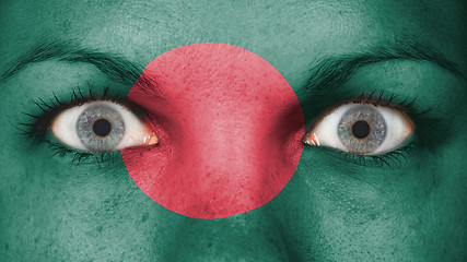 Image showing Close up of eyes with flag