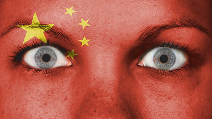 Image showing Close up of eyes with flag