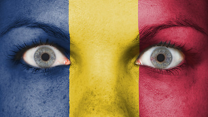 Image showing Close up of eyes with flag