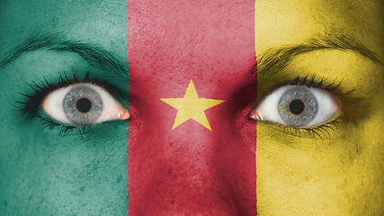 Image showing Close up of eyes with flag