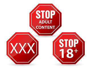Image showing Stop sign with adult content warnings