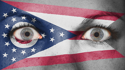 Image showing Close up of eyes with flag